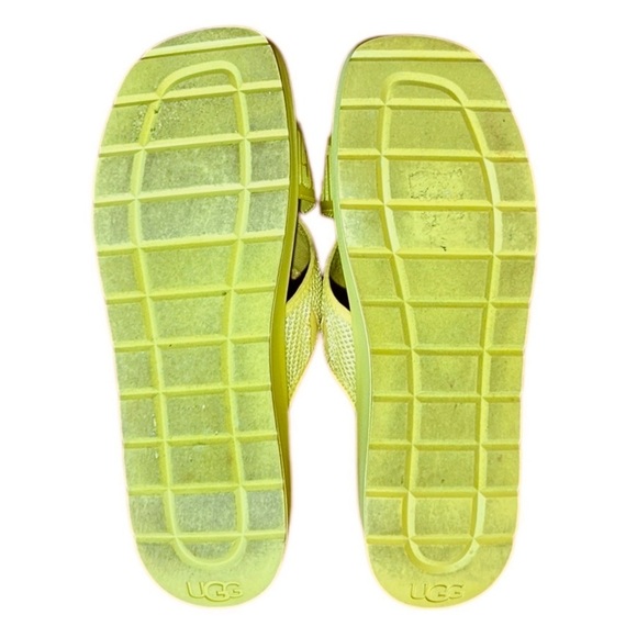 UGG Emily Mesh Slide Sandals sz 10  Pollen Yellow 1119491 Leather Footbed Sporty - Picture 4 of 6